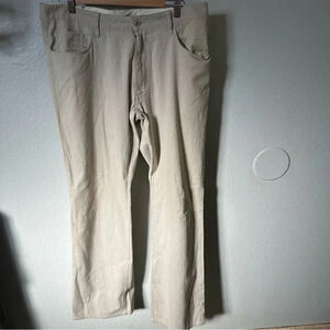 Nat Nast luxury trousers tan khaki green striped lightweight wide leg sz 38